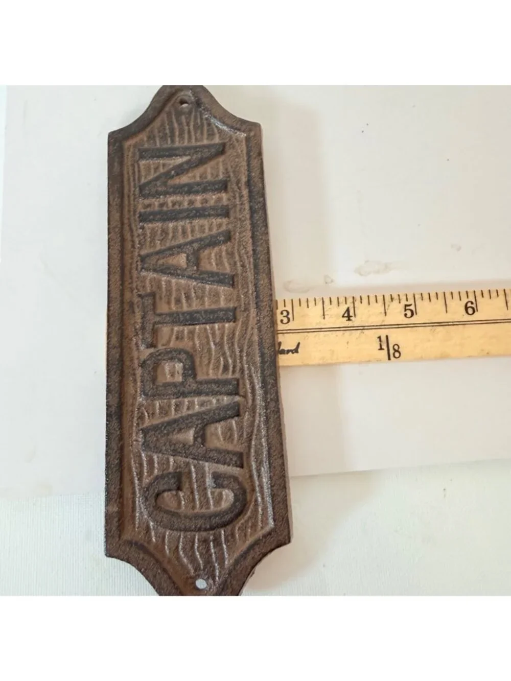 Vintage Cast Iron Captain Sign Nautical Wall Plaque Rustic Decor